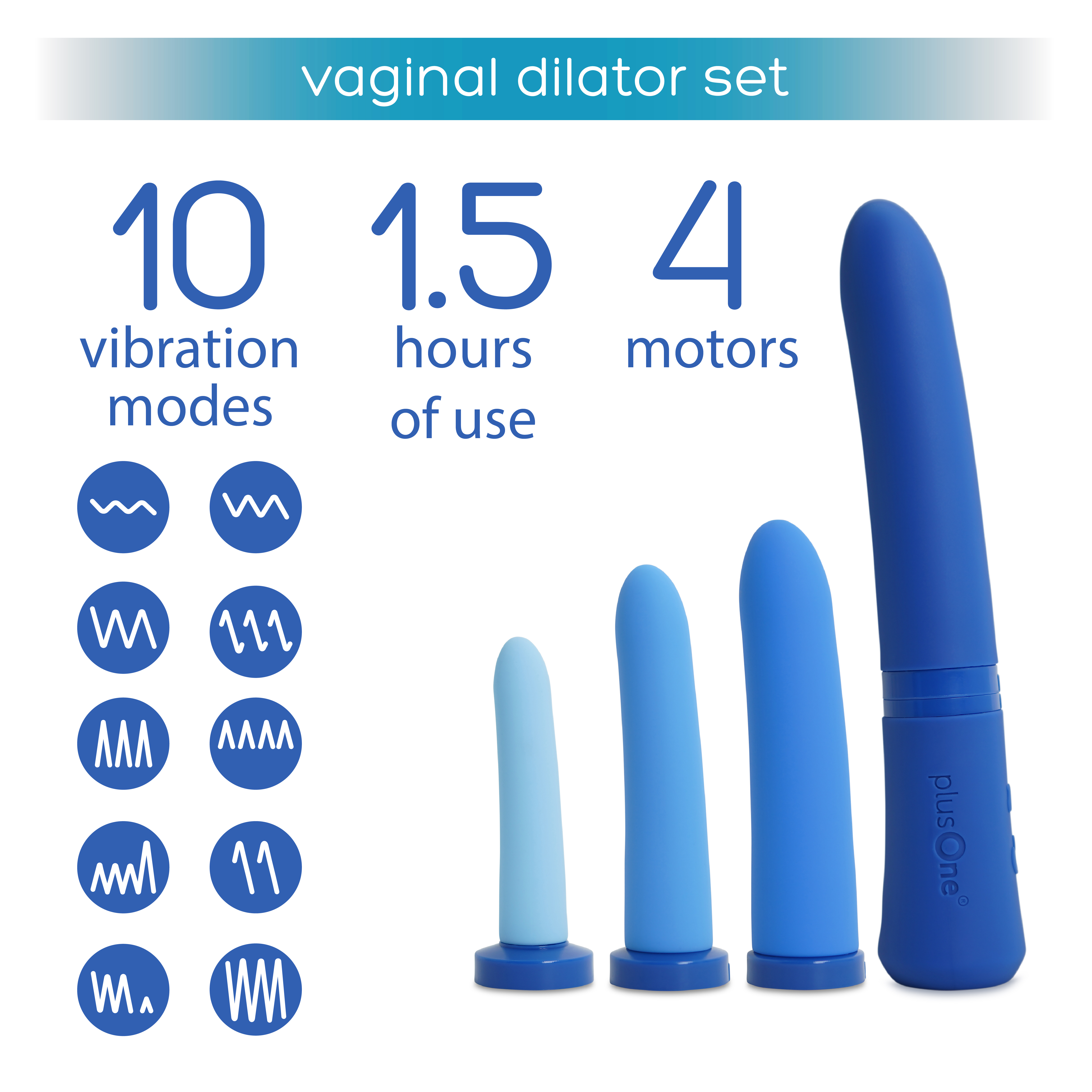 plusOne Vibrating & Warming Vaginal Dilator Set, Intimate Massager, Supports Intimate Wellness