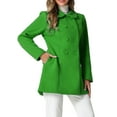 thumbnail image 4 of INSPIRE CHIC Women's Peter Pan Collar Double Breasted Winter Long Trench Pea Coat L Green, 4 of 6