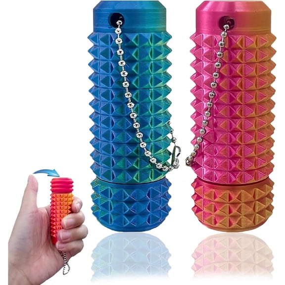 2 Pcs Upgrade Little Pain Ouchies Pain Stim Fidget, 3D Printed Fidget Toys Anxiety Relief Items, Rotatable Grippie Stim Keychain, Stim Toys for Autistic Adults, Hard Spiky Sensory Toys, Novelty Gifts