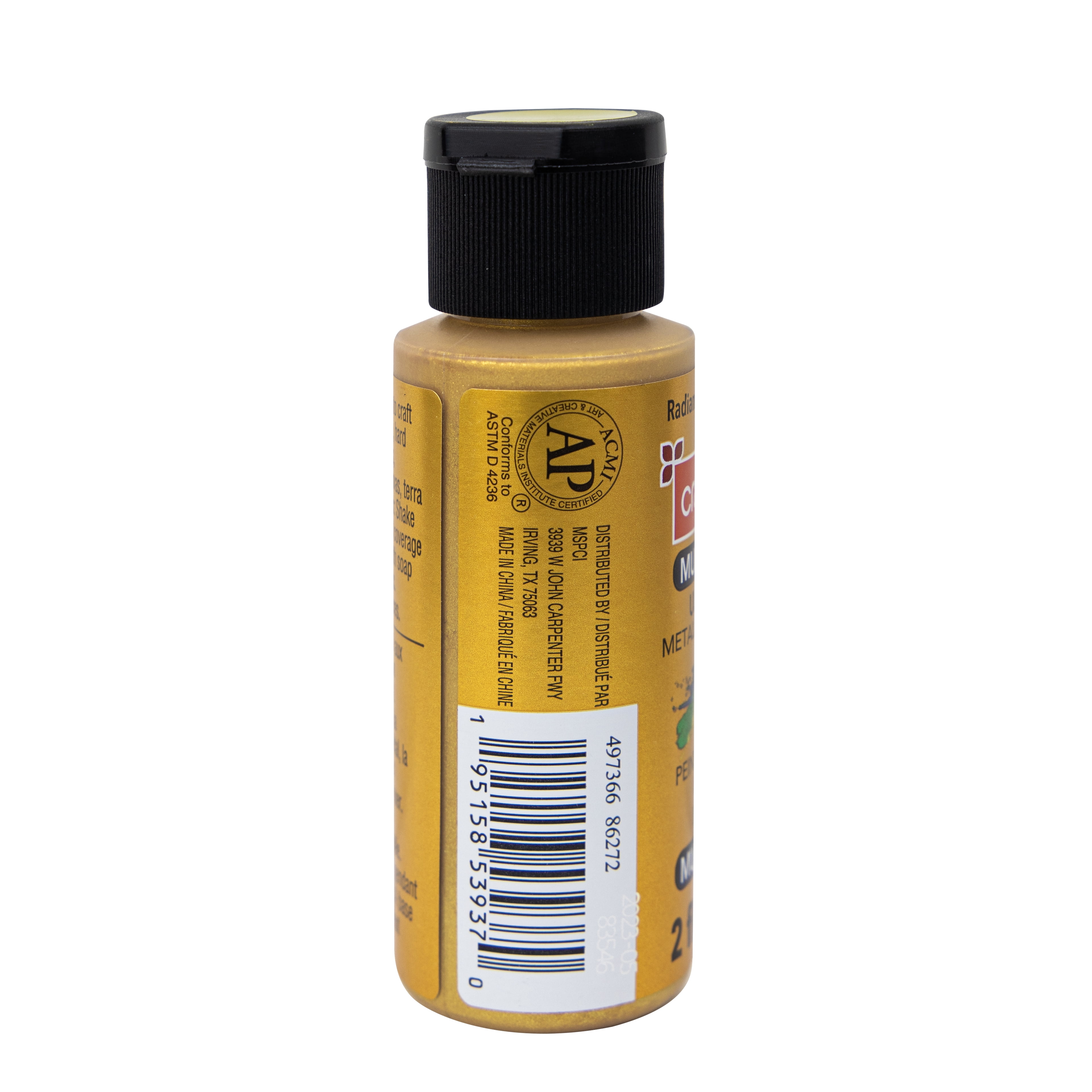 Craft Smart Radiant Gold Multi-Surface Premium Ultra Bright Metallic Paint - High-Sheen Finish for Art, Crafts & Decor Projects, 9 Pack