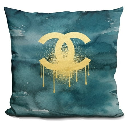 Lilipi C Gold On Dark Teal Decorative Accent Throw Pillow Lilipi C Gold On Dark Teal Decorative Accent Throw Pillow