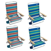 RIO Brands 5 Position Folding Beach Lounge Chair, Multicolor (4 Pack)