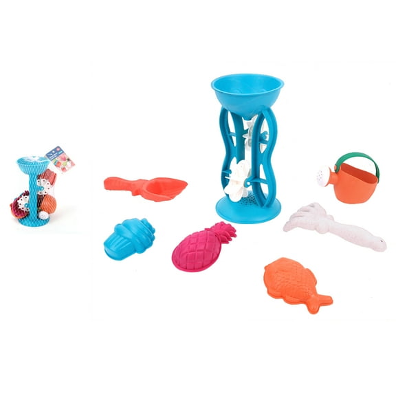 Beach Sand Toys Set – 7 Piece Organic Summer Toys for Kids with Bucket & Shovel