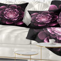 Designart Purple Glossy Typical Fractal Flower - Floral Throw Pillow - 12x20