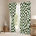 thumbnail image 3 of Manfei Modern Geometric Art Curtains Pack of 2 (42x84 Each),Abstract Buffalo Print Curtains Blackout,Beige Green Checkered Bedroom Curtains For Men Women,Microfiber Bedroom Decor, 3 of 6