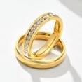 thumbnail image 4 of 316L Stainless Steel Band Rings Men's/Women's 4mm Gold Cz Couple Rings Size 6-12, 4 of 5