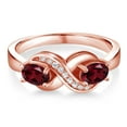 thumbnail image 2 of Gem Stone King 1.11 Ct Red Rhodolite Garnet White Created Sapphire 18K Rose Gold Plated Silver Ring, 2 of 5