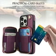 thumbnail image 6 of Compatible with iPhone 13 Pro 6.1 inch Wallet Phone Case Tempered Glass Screen Protector Wrist Crossbody Strap Stand Credit Card Holder RFID Slot Cell Cover for iPhone13Pro 5G Women Girls Dark Purple, 6 of 9