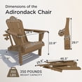 thumbnail image 5 of Tappio Folding Adirondack Chair Set of 2, All Weather HDPE Outdoor Patio Chairs with 3- Position Adjustable Backrest, Detachable Multifunctional Holders and Cup Holders, Fire Pit Chairs, Brown, 5 of 8