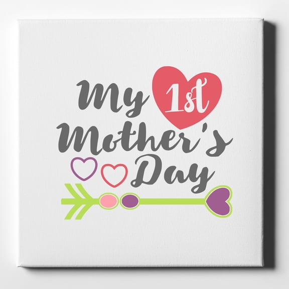 My First Mother's Day Hearts - 10" x 10" - Decorative Canvas Wall Art - White Edge - 5/8" Gallery Wrapped
