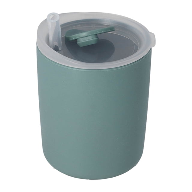 Vaso de entrenamiento para bebés con tapa con pajita, vaso de aprendizaje suave, agradable para la piel, herramienta de transición estable para bebés pequeños, color verde