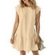 thumbnail image 5 of Vestido de Manga Corta para las Mujeres Moda Color Sólido Plegado Cuello Redondo Vestido, Algodón Poliéster, 5 of 6