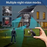 NFTIGB 4G Solar Security Camera 2MP Triple Lens AI Motion Detection IP66 Two Way Talk PTZ Surveillance System for Home Indoor Outdoor Active Defense (10.24 inches / 26 cm)