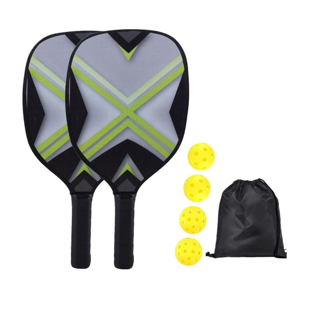 Juego de 2 raquetas de pickleball profesionales con 4 pelotas para adultos y niños Verde