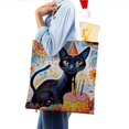 thumbnail image 4 of Black Cat Party Bolso de tela con estampado de lienzo para mujer, bolsa de compras reutilizable y estética, con cremallera interior, regalo para mujer,40*40cm., 4 of 6