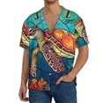 thumbnail image 3 of KLL Sea Turtle in Coral Print Men's Shirt Short Sleeve Button Down Summer Cuba Beach Shirts- 3X-Large, 3 of 7