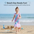 thumbnail image 3 of Girls Swimsuit Two Piece Fish Tail Skirt Swimwear Set Cosplay Color Gradient Scale Print Swim Top with Lotus Bud and Skirt Set for Kids Girls 7-8 Years, 3 of 9