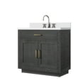 thumbnail image 3 of Abbey 36 in W Black Oak Single Vanity, White Quartz Top and Faucet Set, 3 of 6