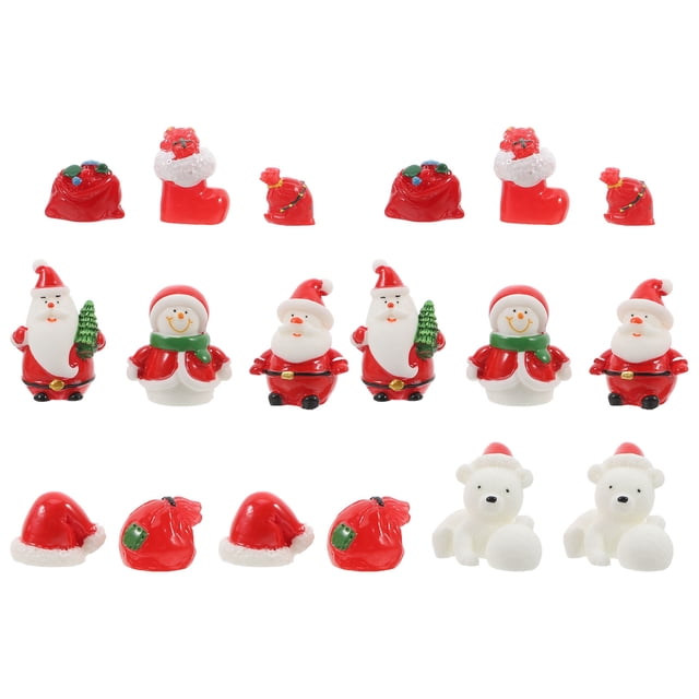 1 Juego de 18 Uds. Muñecas navideñas adornos de resina artículos de arte decorativos (rojo, estilo aleatorio)