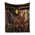thumbnail image 1 of Industrial Soft Flannel Fleece Throw Blanket, Steam and Pressure Gauger Vintage Style Damaged Timeworn Engine, Cozy Plush for Indoor and Outdoor Use, 70" x 90", Dark Orange Umber, by Ambesonne, 1 of 6