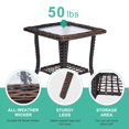 thumbnail image 3 of Tcbosik Square Side Table with Ripple Glass Top, 2-Tier Hand-Woven Wicker Accent Table for Indoor & Outdoor, All-Weather Patio End Table, Easy to Assemble, 17.9"L x 17.9"W x 22.6"H, Brown, 3 of 8