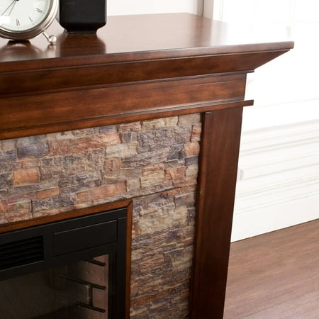 SEI - Canyon Electric Fireplace - Whiskey Maple With Durango Faux Stone