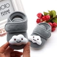 thumbnail image 4 of Modisza Baby Walking Shoes Infant Barefoot Slip on Sneakers Cartoon Bear Hook and Loops Indoor Shoe Little Kid Casual Sneaker Grey Size 5.5, 4 of 5