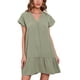 thumbnail image 5 of SAYOO Vestido de manga corta para mujer, vestido de ajuste holgado con dobladillo con volantes y cuello en V de color sólido, ropa informal simple y elegante de una pieza SAYOO  S M L XL XXL, 5 of 8