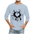 thumbnail image 1 of Camisetas de Manga Larga para Hombres, Día de San Valentín Impreso 3/4 Manga Camiseta de Fitness, Mezcla de Algodón Casual, 1 of 9