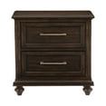 thumbnail image 2 of 2 Drawer Wooden Nightstand with Turned Feet and Hewn Sawn Texture, Brown - Saltoro Sherpi, 2 of 5