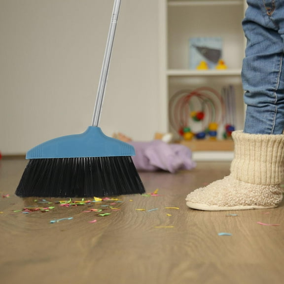 Heavy Duty Commercial Broom with Long Handle Wide Angle Broom Kitchen Brooms for Outdoor Sweeping Concrete Floors Garages Courtyards