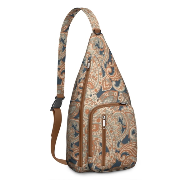Vintage Floral Sling Backpack for Women – Lightweight Ethnic Crossbody Bag with Elegant Pattern, Multipurpose Small Travel Pack for Hiking & City Walks