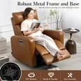 thumbnail image 5 of Genuine Leather Power Swivel Recliner Chair, Glider Electric Rocking Chair for Adults. Nursery Rocker Sofa Chair with Adjustable Headrest for Living Room. Wireless Charging/Type-C&USB, Brown, 5 of 7