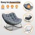 thumbnail image 5 of Oversized Rocking Chair, E-Coated Papasan Rocking Chair with Cushion, Outdoor Rocker Recliner Chair, Movie Chair, Livingroom Chair, Grey, 5 of 9
