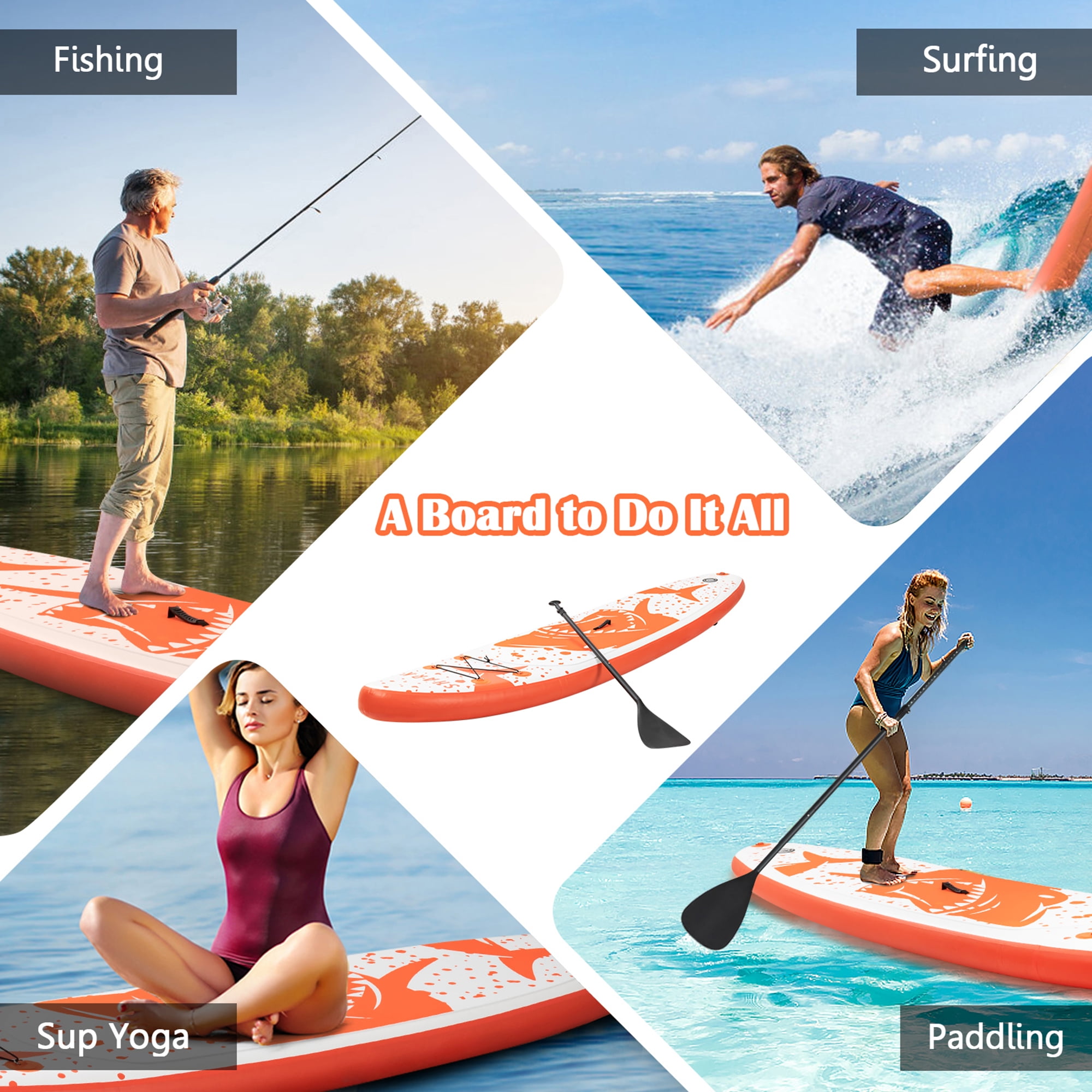 Gymax 11 ft. Inflatable Stand-Up Paddle Board Non-Slip Deck