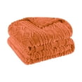 thumbnail image 2 of Superior Arctic Fleece Boho Knit Jacquard Blanket, Throw, Dusty Orange, 2 of 7