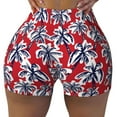 thumbnail image 2 of Balery Palm Tree Pattern on Red Pantalones cortos de entrenamiento estampados para mujer, sin costuras, ajustados, para gimnasio, yoga, correr, deportes, ejercicio activo, fitness.-Large, 2 of 8