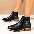 thumbnail image 6 of Roncen Women's Fashion Autumn Winter Casual Retro Ankle Boots - Versatile Mid Heel Chunky Heel Pointed Toe with Buckle Decor and Side Zipper, 6 of 8