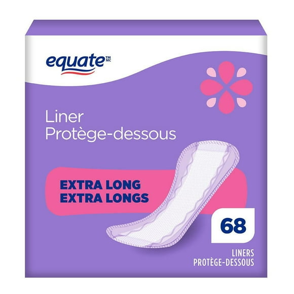 Equate Light Absorbency Extra Long Pantiliner Unscented, 68 Count, 68 Light Absorbency Extra Long Pantiliners Unscented