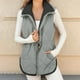thumbnail image 1 of Chaquetas y abrigos casuales sin mangas y sin capucha para mujer, chalecos de invierno para mujer, chaqueta polar sin mangas, cuello alto con cremallera, abrigo largo cálido con cordón y bolsillos, ro, 1 of 9