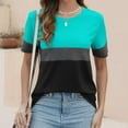 thumbnail image 6 of Pincandy Women's Summer Striped Pullover Tops 2025 Trendy Color Block Short Sleeve Tee Shirts Crew Neck Casual Loose Shirts, 6 of 7