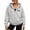 Light Gray, variant on Womens Hoodie USA Letter Print Full Zip Up Sweatshirt Oversize Tops Long Sleeve Hooded Jacket with Pockets Solid Color Plus Size Coat Clothes