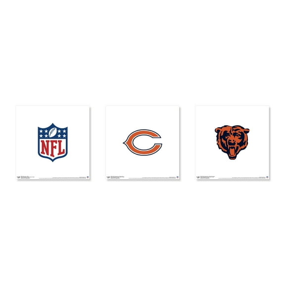 Gallery Pops NFL Chicago Bears Wall Art Bundle (3-Pack), Unframed Version, 12" x 12"