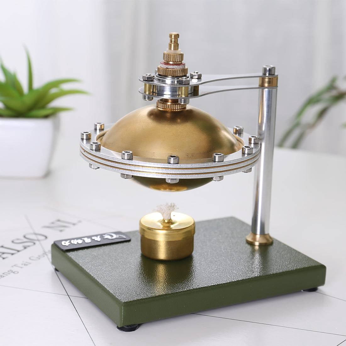 DIY UFO Stirling Engine Model Kit, Heat Powered Spin Suspension Hot Air Engine with Alcohol Lamp, All-Metal Mechanical Assembly Engine for Desktop Demonstration & Adult Engineering Display