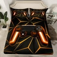 thumbnail image 2 of Feelyou Futuristic Gamepad Boys Twin Sheet Sets, Neon Orange Abstract Line Twin Fitted Sheet, Modern Video Gaming Flat Sheet, Lightweight Room Decor, 3 Pieces, 2 of 7