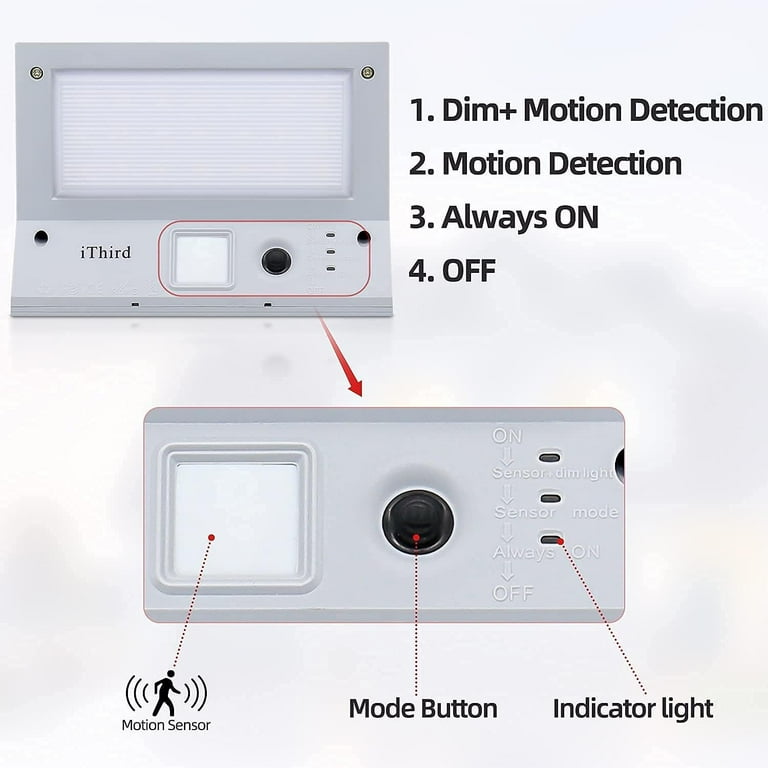 iThird Solar Lights Outdoor Motion Sensor Security Light Stainless Steel for Yard Patio Garage Warm White Size 6.3L x 4.33W x 3.23H Silver