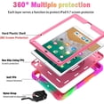 thumbnail image 3 of SUPNICE Rugged Case for iPad 9.7 Inch 2018/2017, 3 Layer Hybrid Shockproof [360 Rotating Stand] [Hand Strap] [Pencil Holder] Kids Case, iPad 6th Generation Case, iPad 5th Generation Case, Pink, 3 of 9