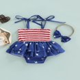thumbnail image 2 of Newborn Baby Two Piece Set  Sling Straps Sleeveless Elastic Chest Stripe Star Pattern Romper Elastic Matching Headband, 2 of 6