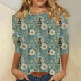 thumbnail image 2 of CYMMPU Tunic Tops 3/4 Sleeve Crew Neck Loose Fit Spring Tops Blouses for Women Dressy Casual Bee Pattern Summer Fashion Shirts Lightweight Basic T-Shirts XL, 2 of 5