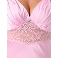 thumbnail image 6 of DARING DIVA Women's Satin Sheer Lace Design Adjustable Straps Nightgown L Pink, 6 of 8